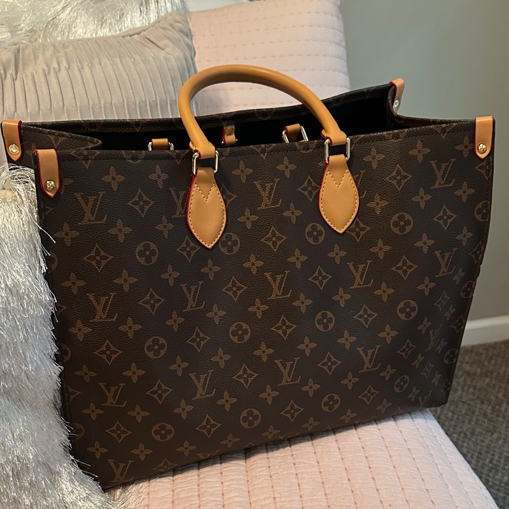 Louis Vuitton Brown Monogram Handbag with Tan Accents